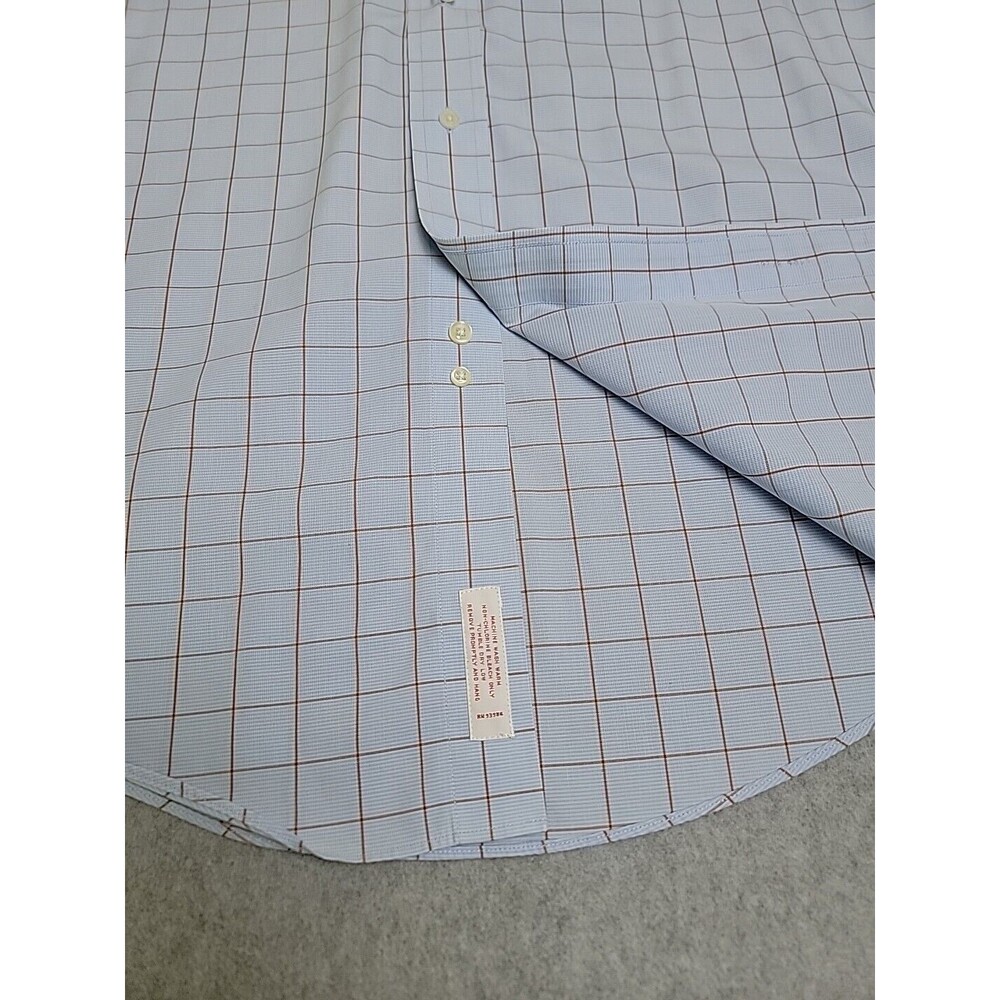 Brooks Brothers Dress Shirt Mens 16 33‎ Blue Red Check Cotton Preppy Traditional - Picture 7 of 11